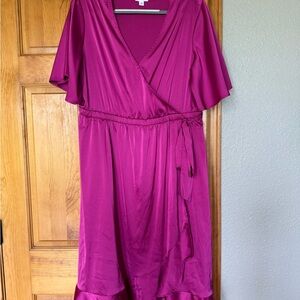 Chic Fuchsia High Low Wrap Dress